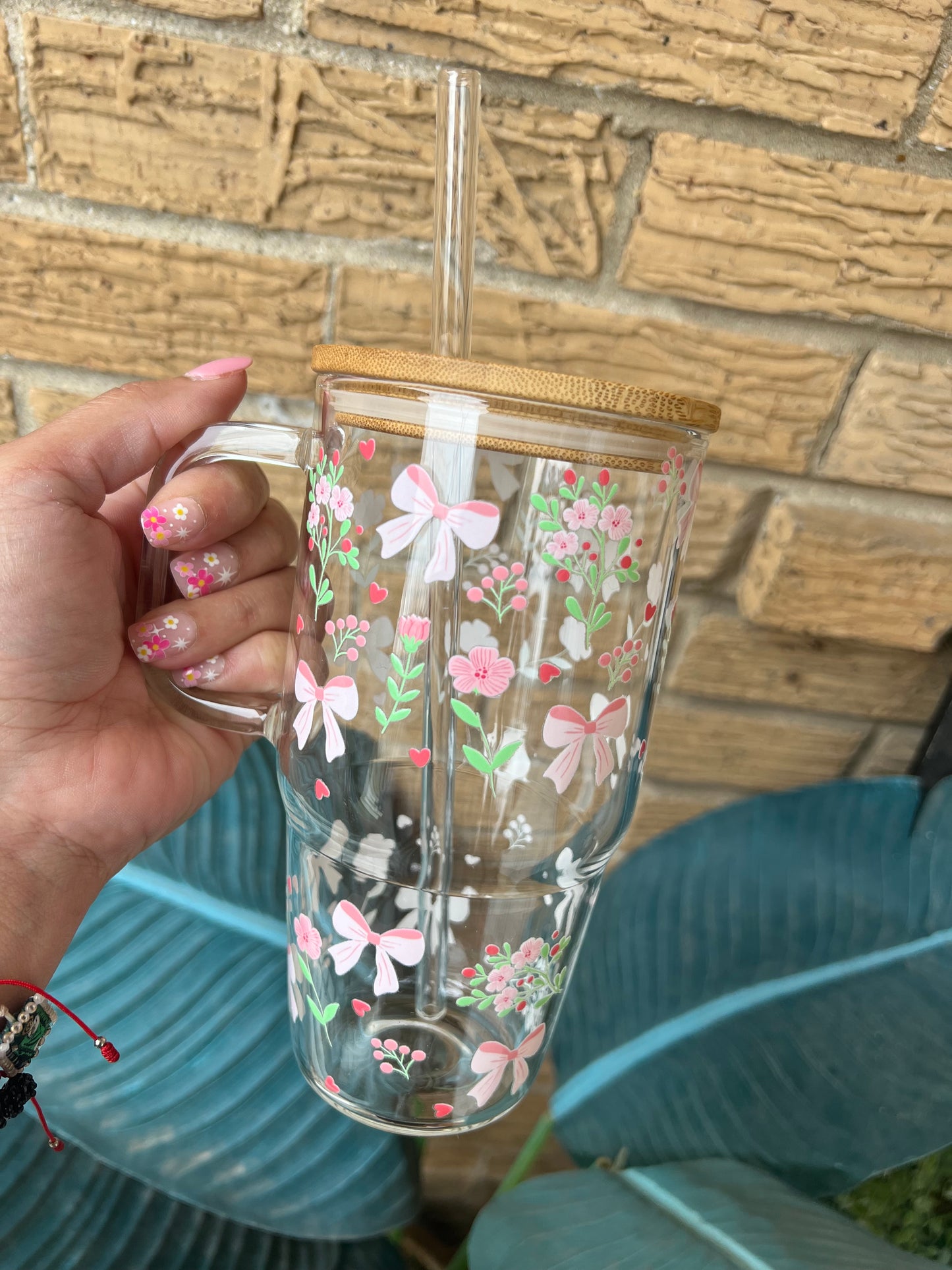 Coquette flowers 20oz glass tumbler