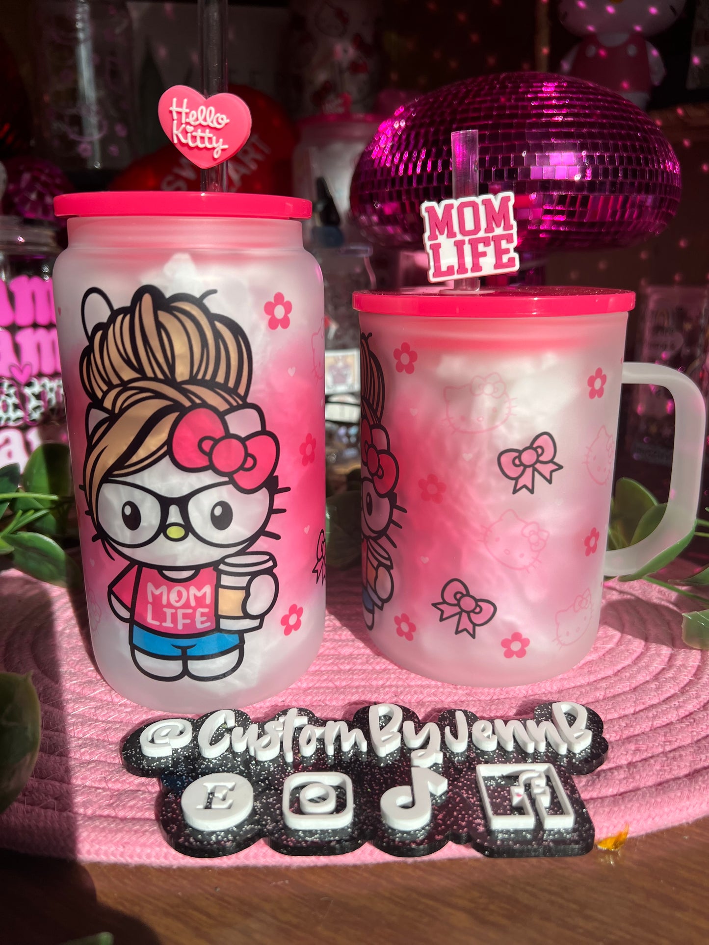 Kitty Mom Life Frosted Mug/glass can