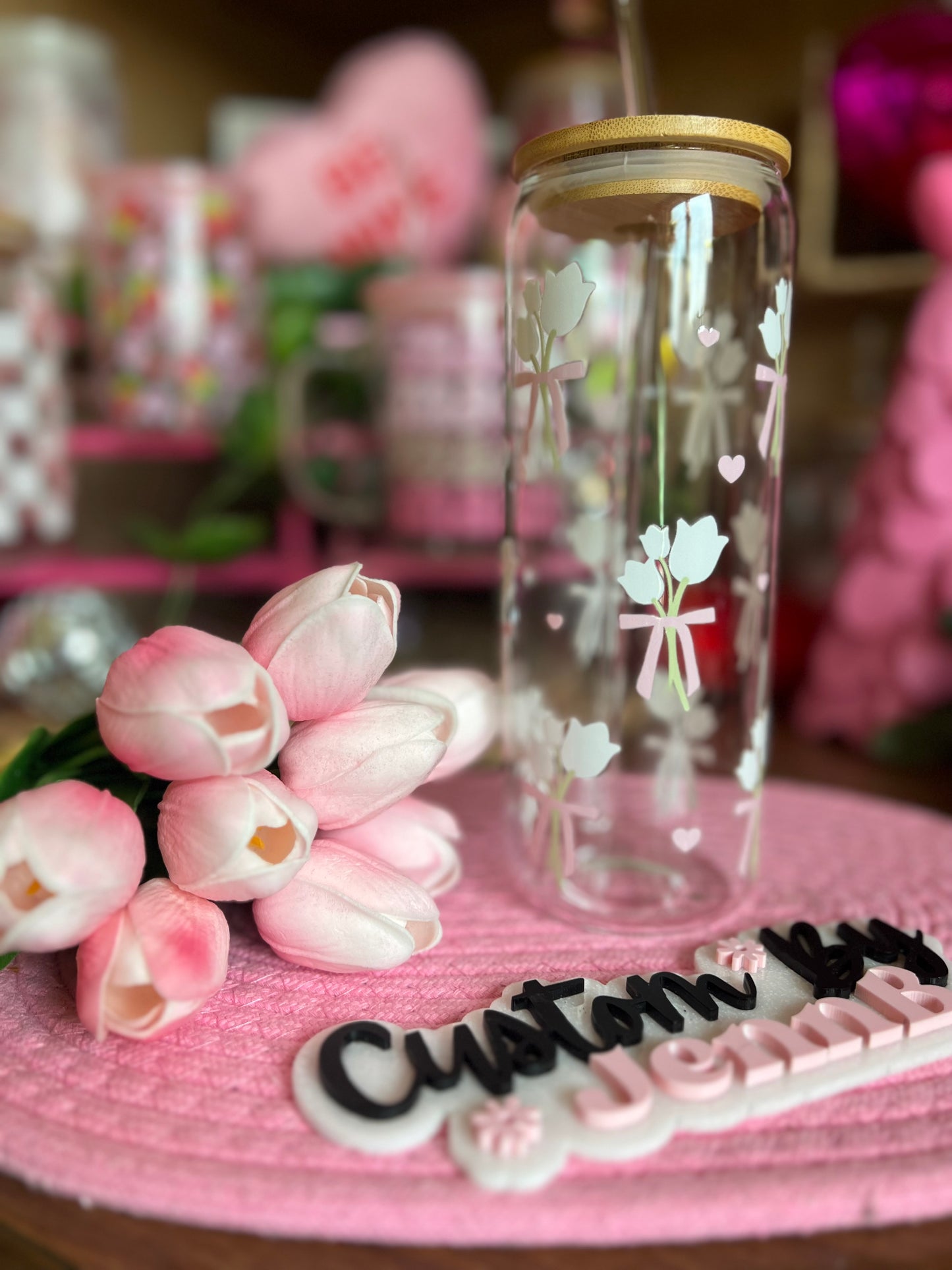 Tulips 20oz Glass Cup