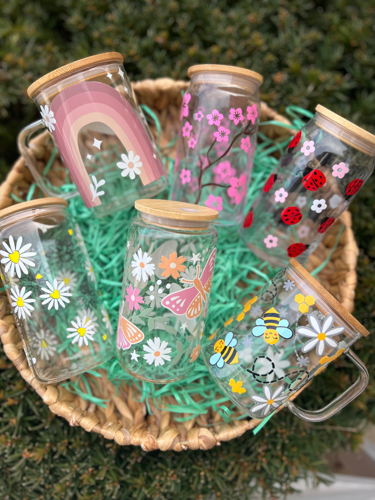 Spring glass cup