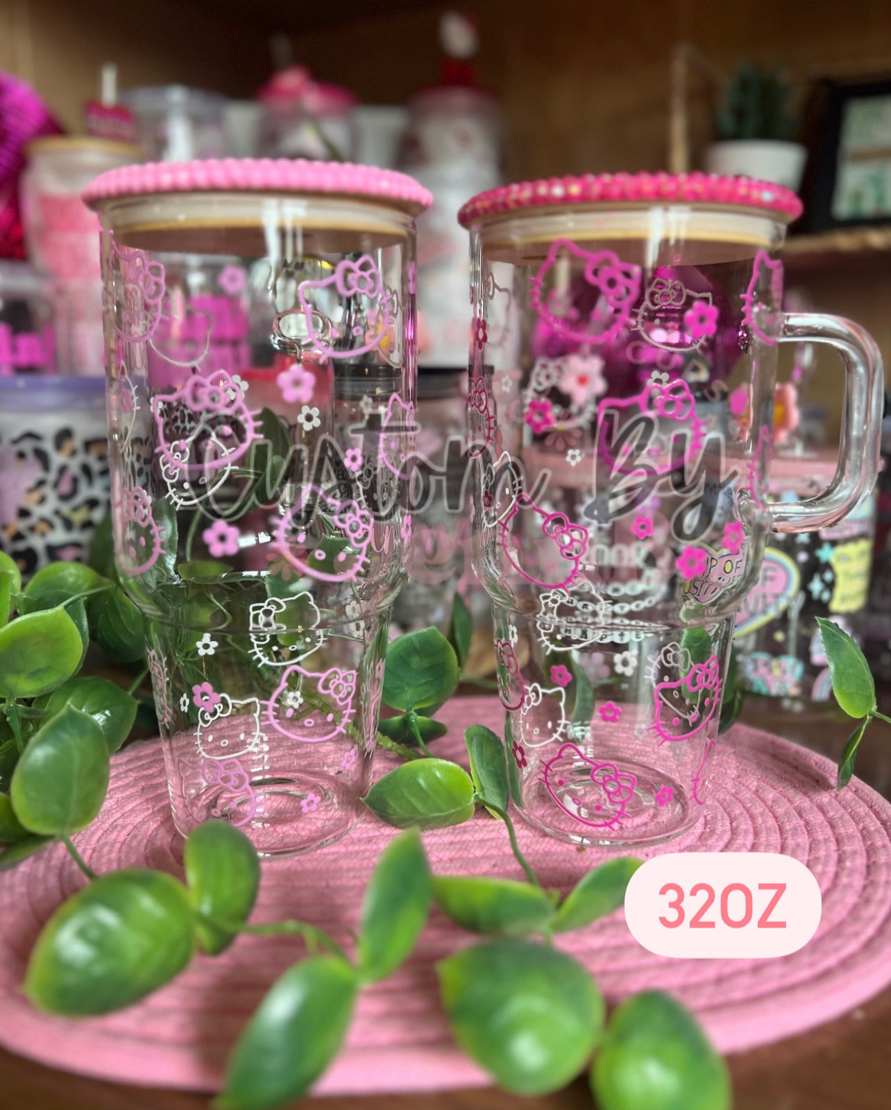 Kawaii Kitty 40oz/32oz Glass Cup