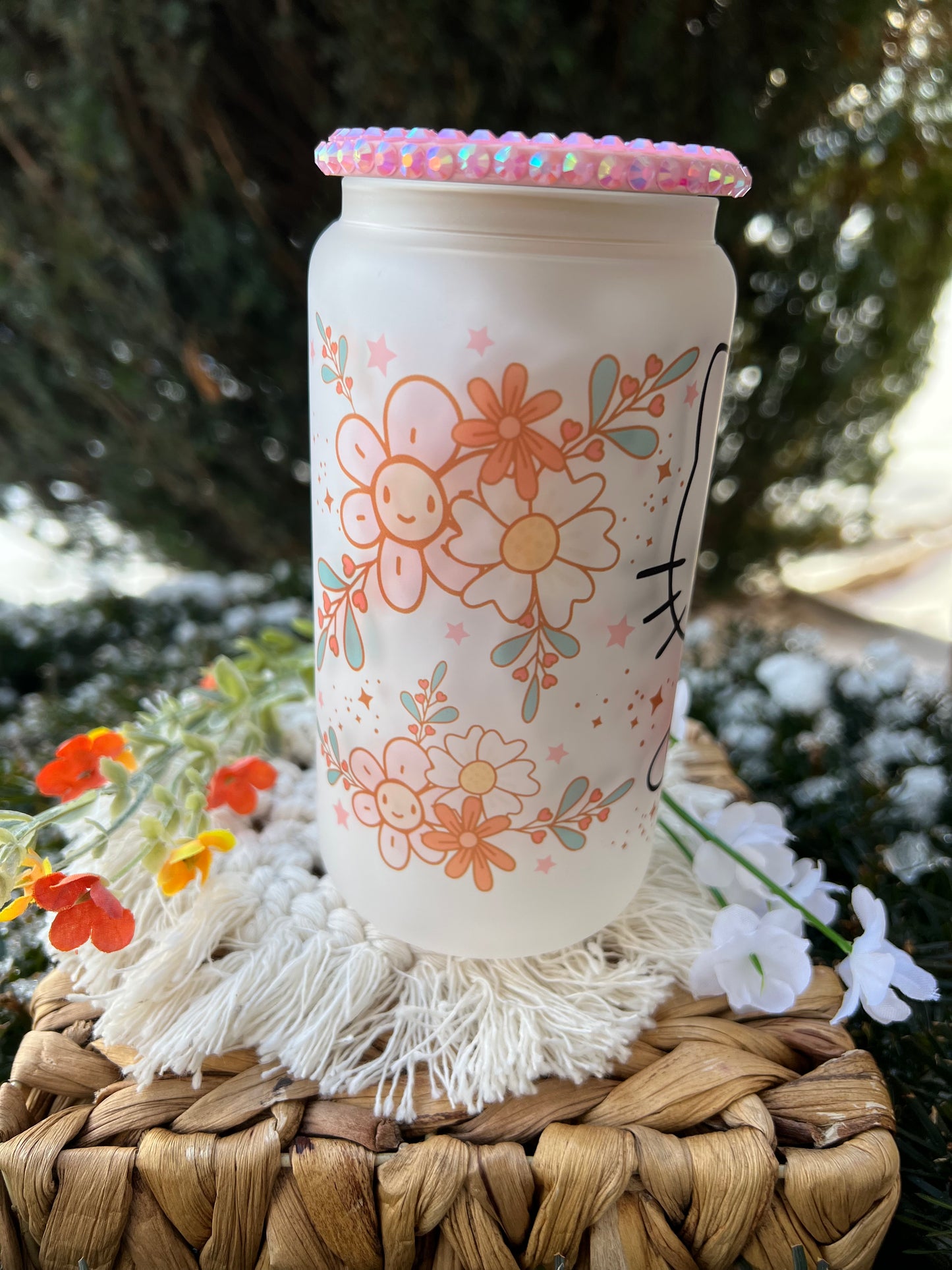 Cat floral frosted Can