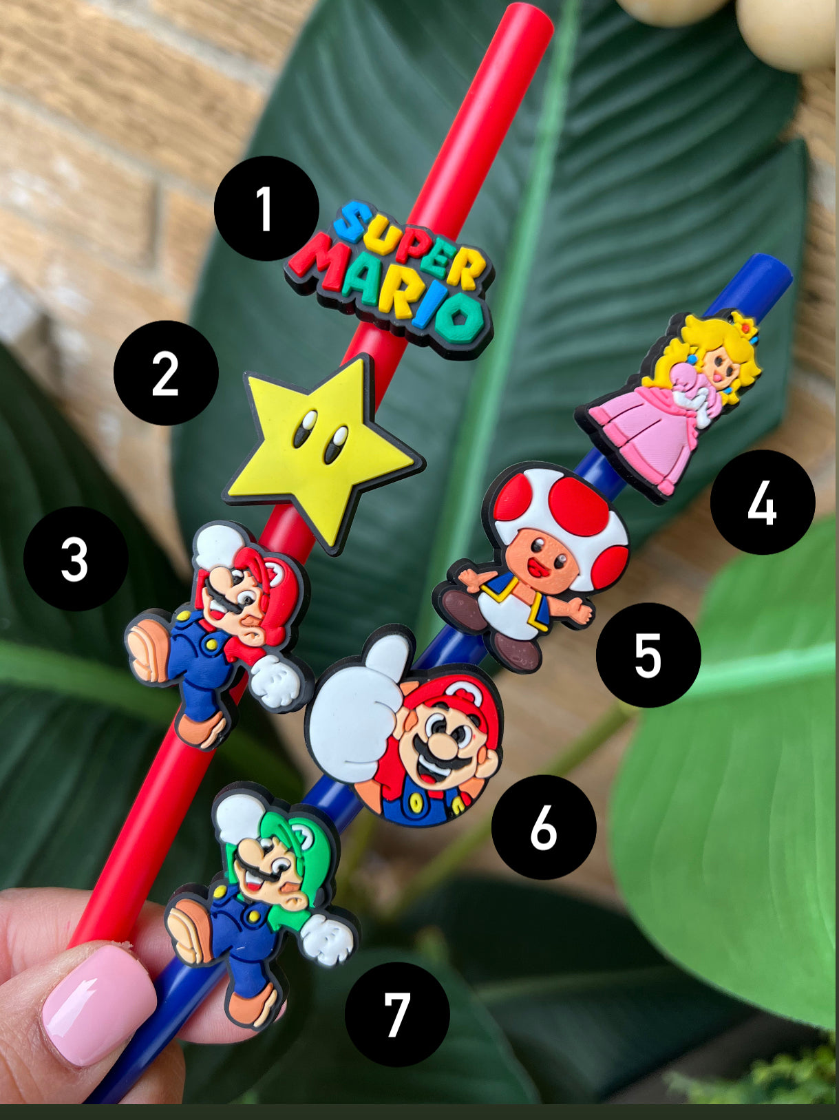 Mario Straw Charms