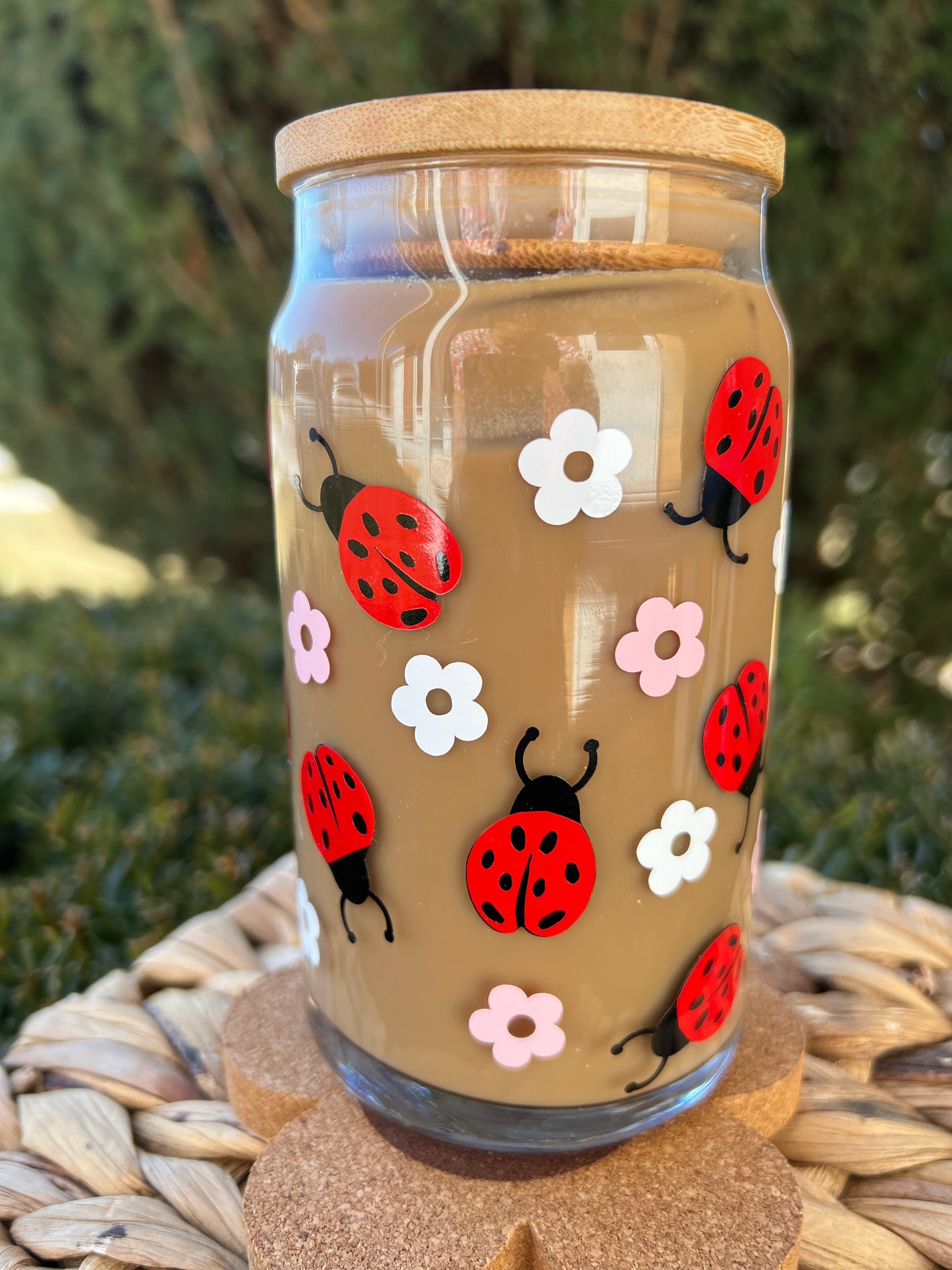 Lady bug Glass can