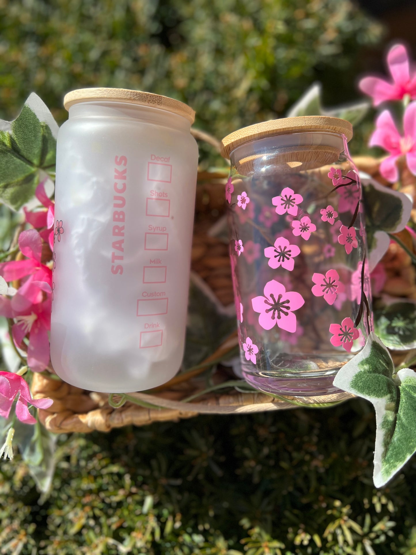 Cherry Blossom Glass Can