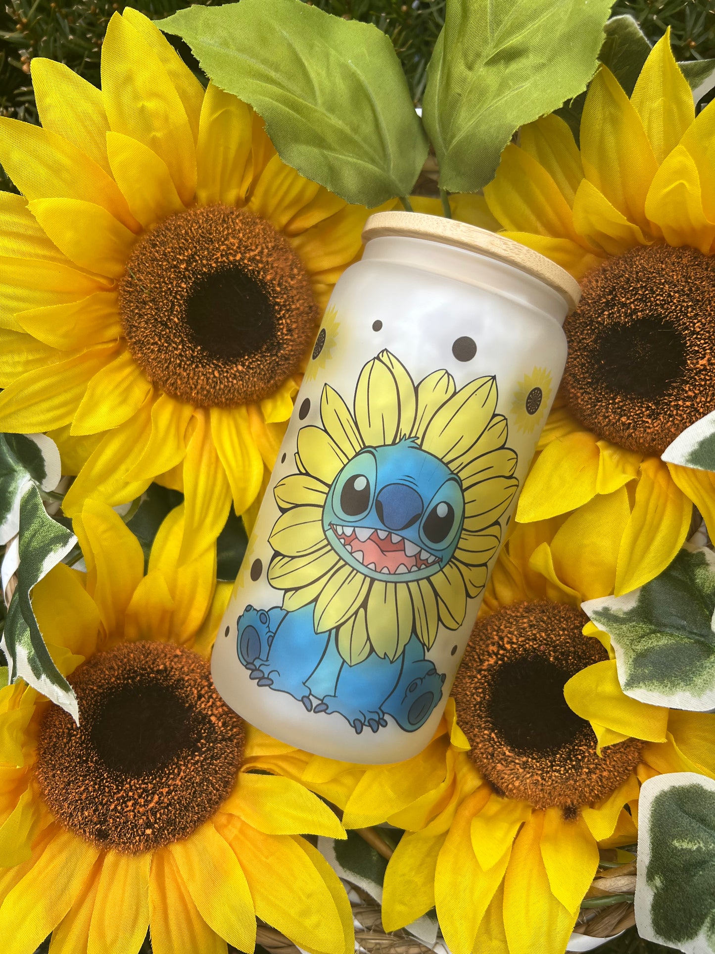 Alien Sunflower Glass Can