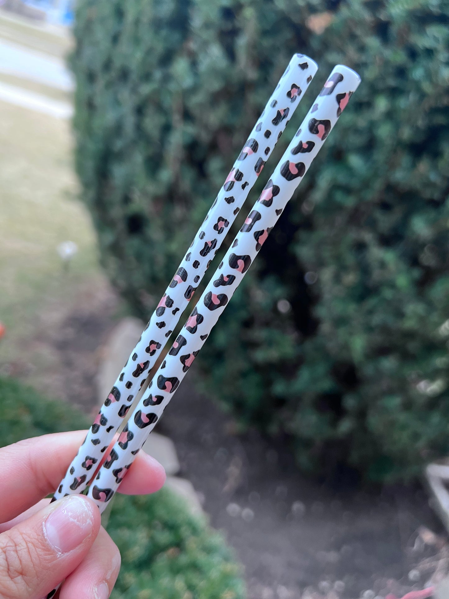 Cheetah Print White Straw