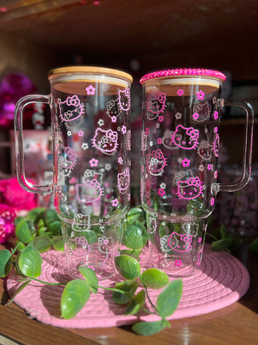 Kawaii Kitty 40oz/32oz Glass Cup