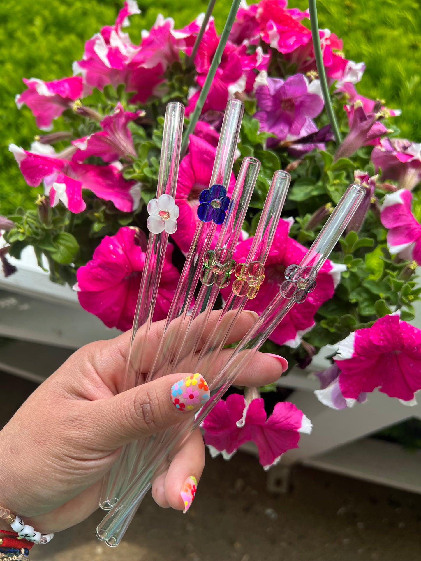 Flowers Glass Straw