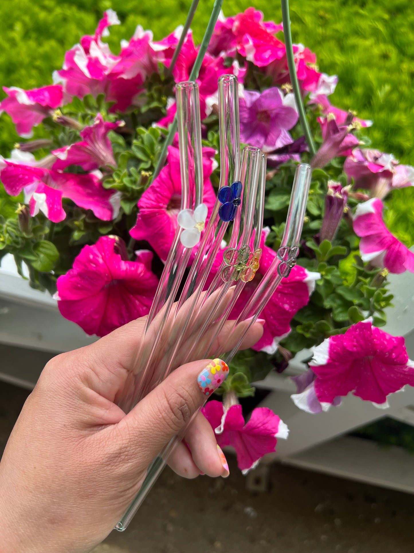 Flowers Glass Straw