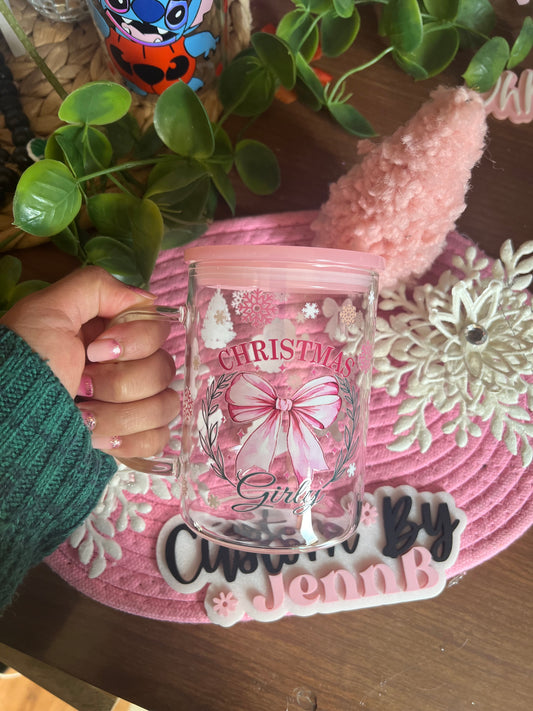 Christmas Girly Glass Mug