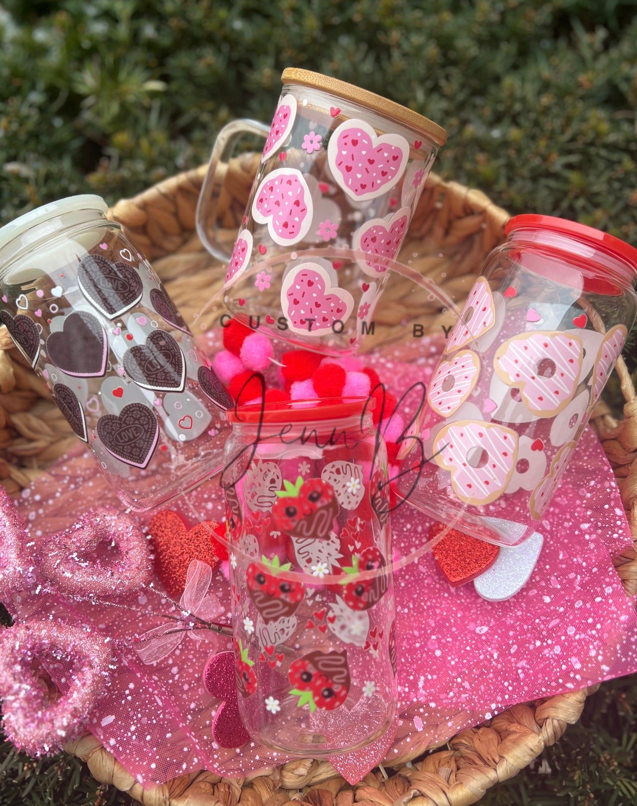 Sweets Valentines Glass can