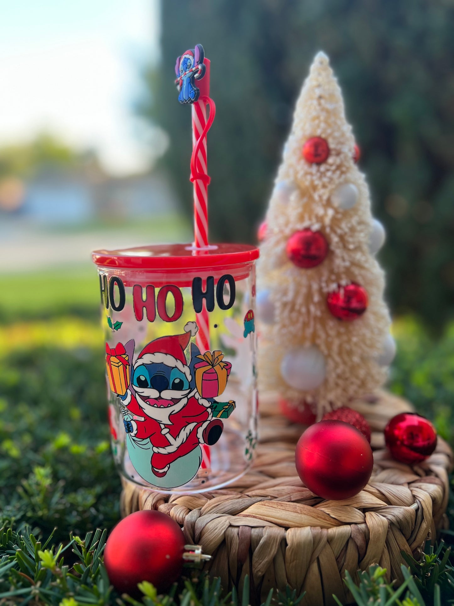 Stitch Christmas Glass Mug