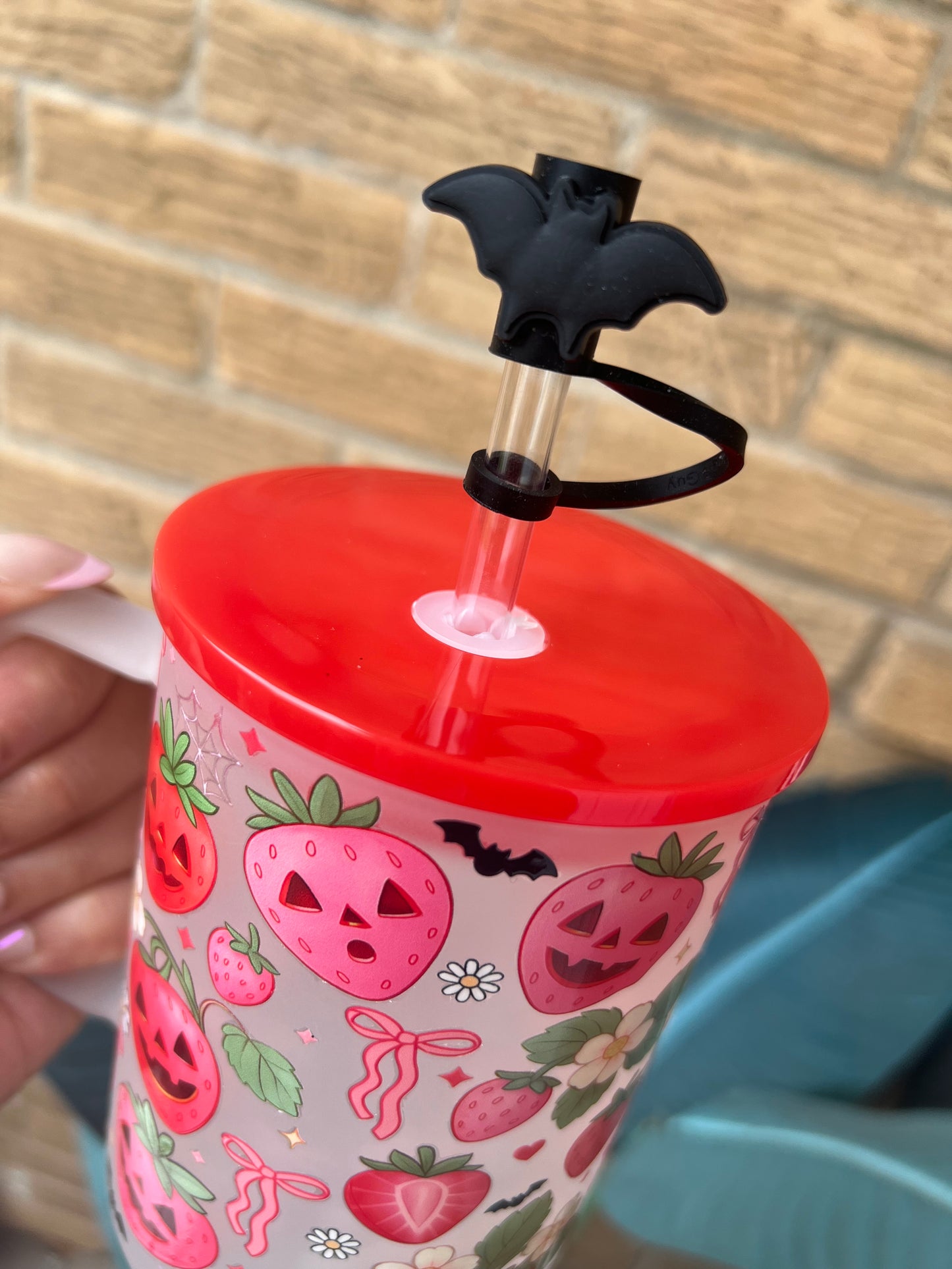 Strawberry spooky glass mug