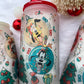 Christmas frosted Glass can