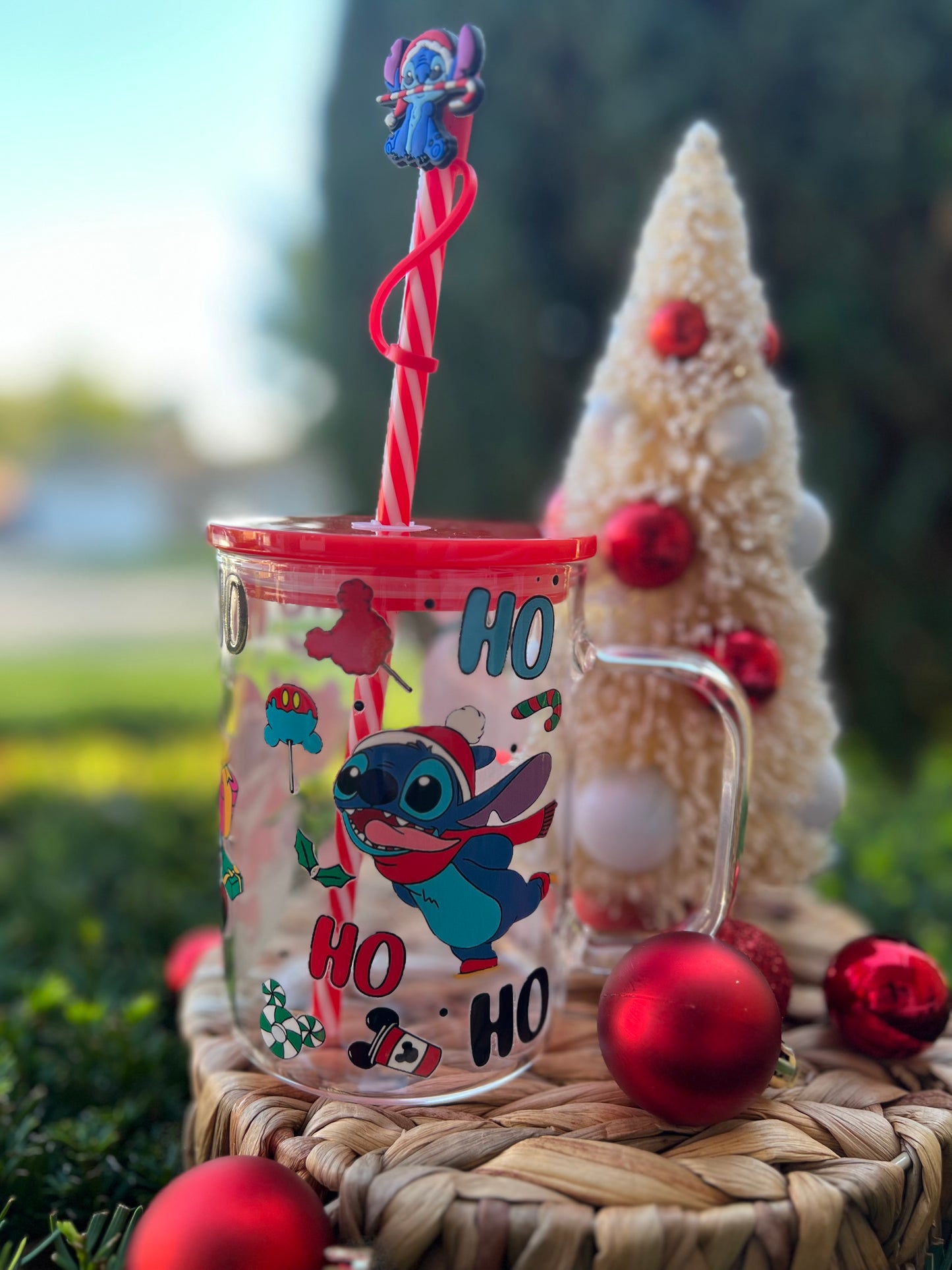 Stitch Christmas Glass Mug