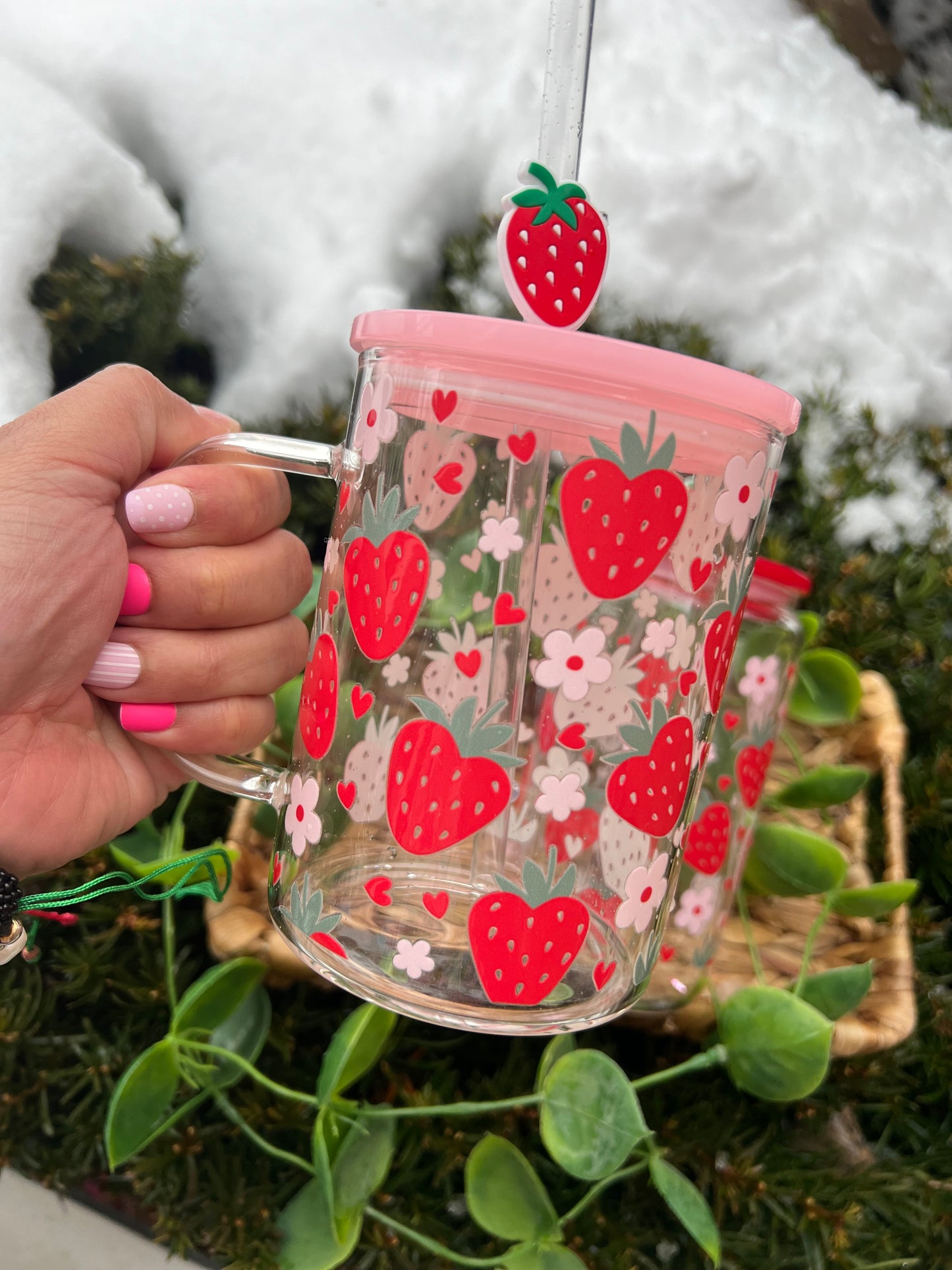 Strawberry Glass Mug /cup