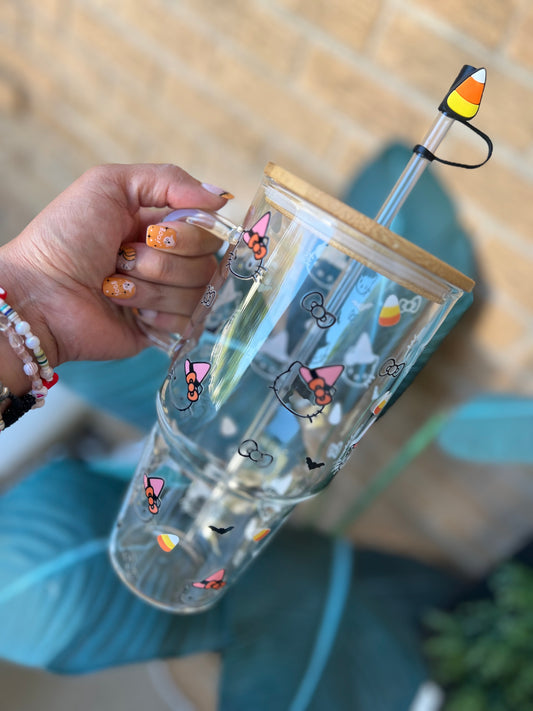 Kitty 32oz glass tumbler