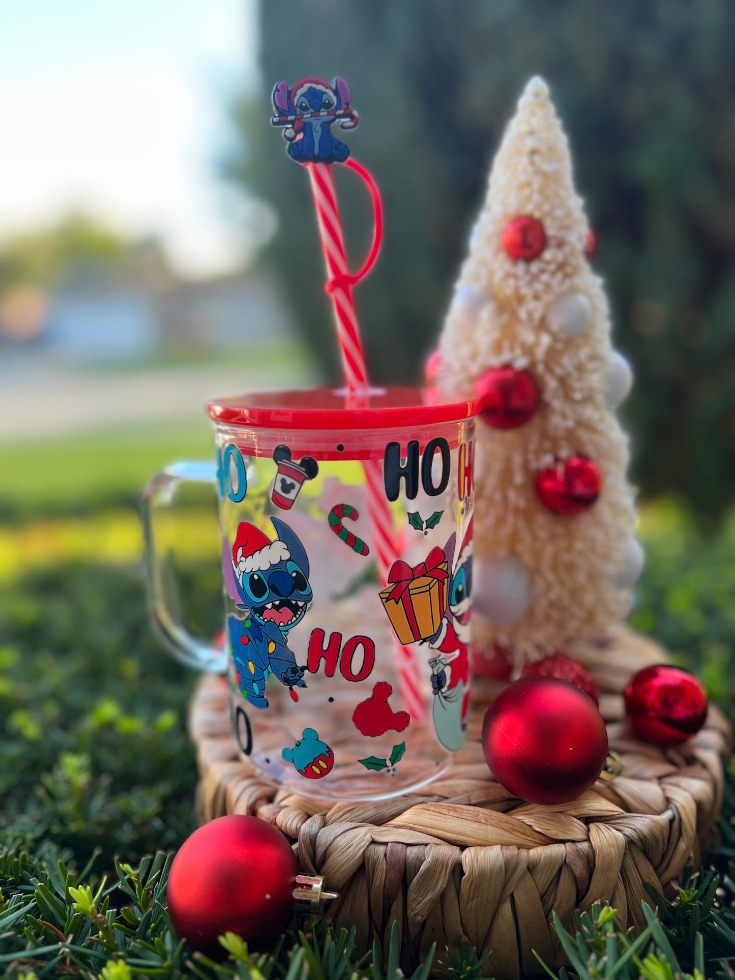 Stitch Christmas Glass Mug