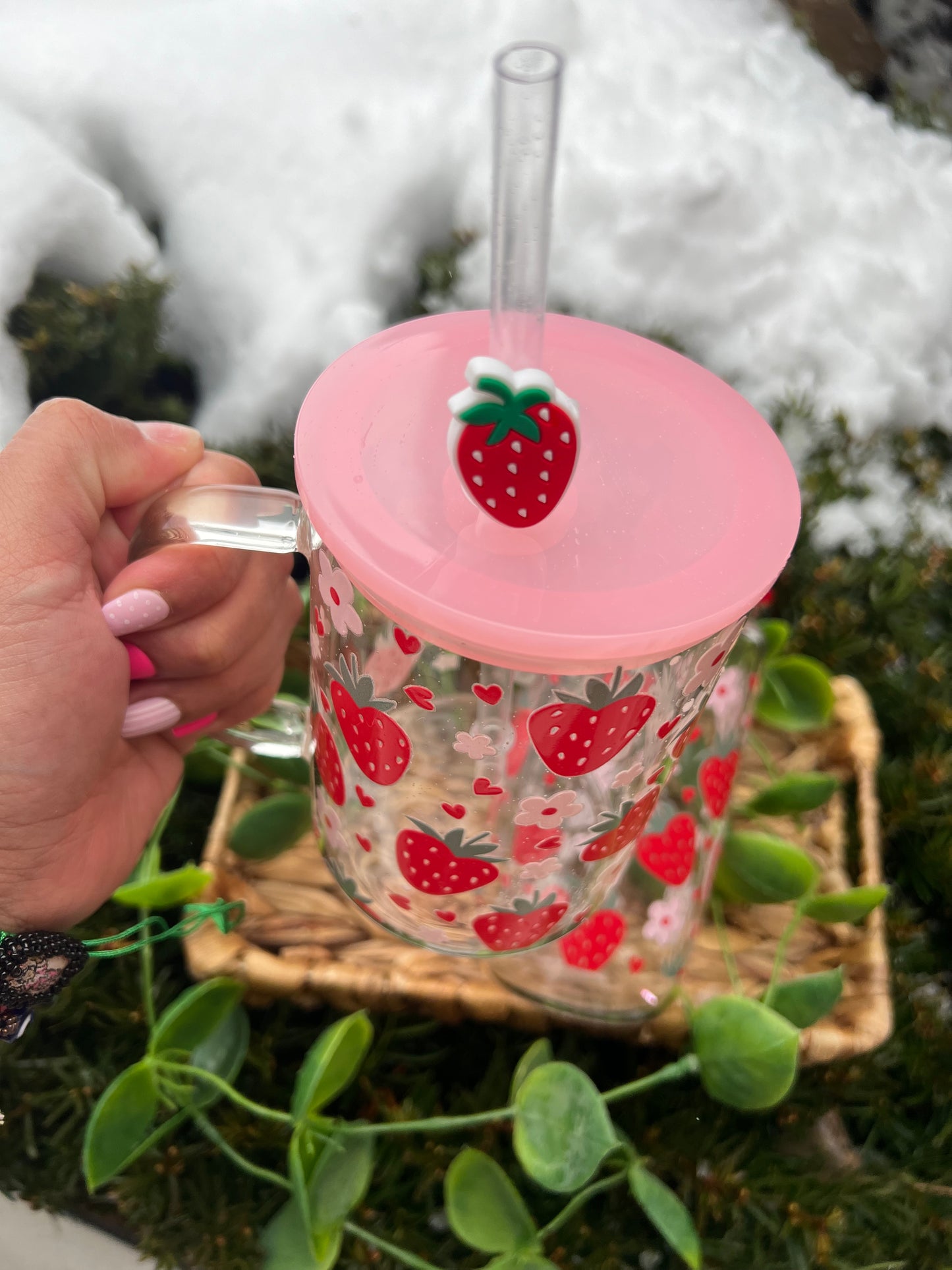 Strawberry Glass Mug /cup