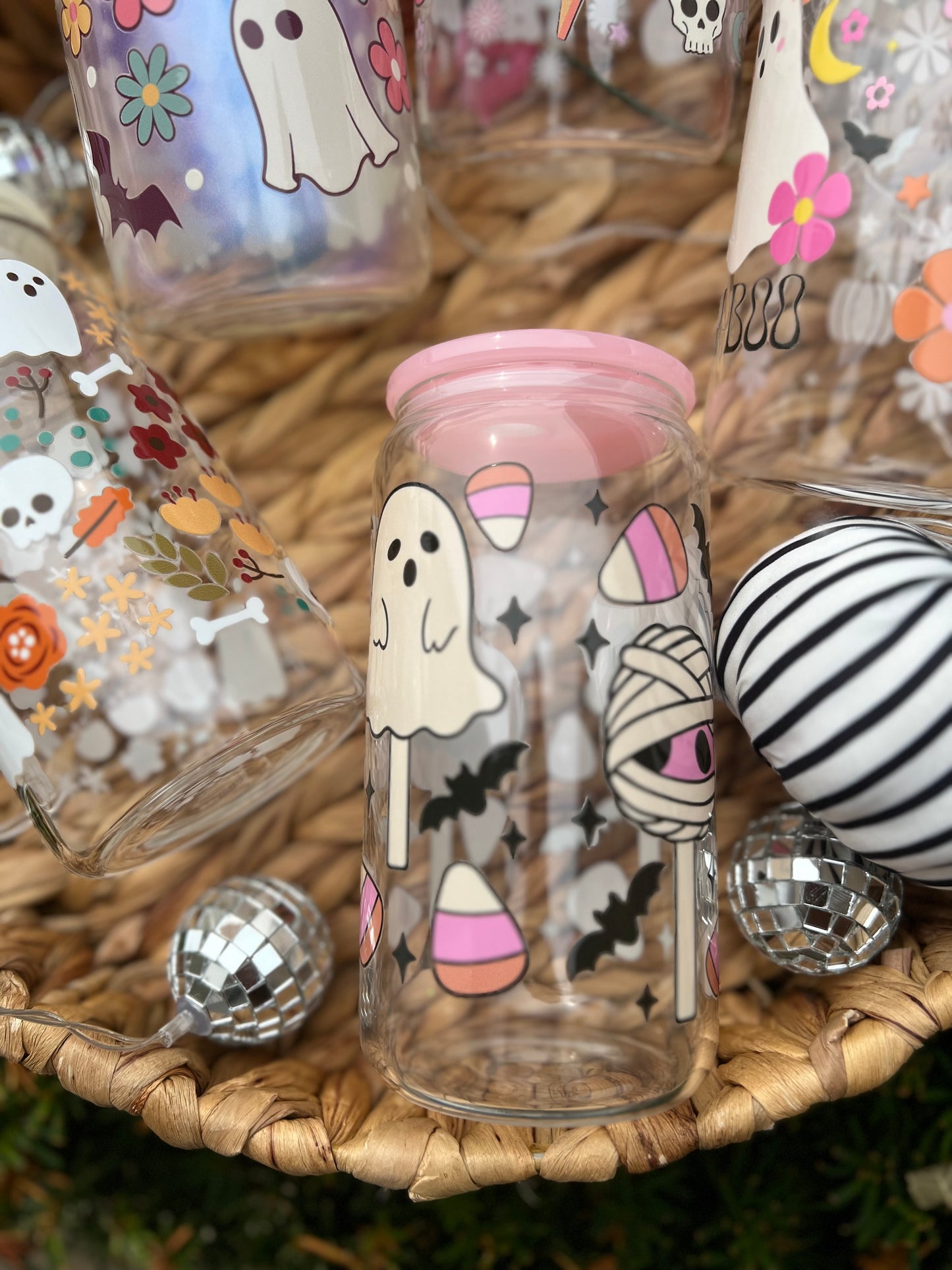 Ghosts Halloween  Glass Can