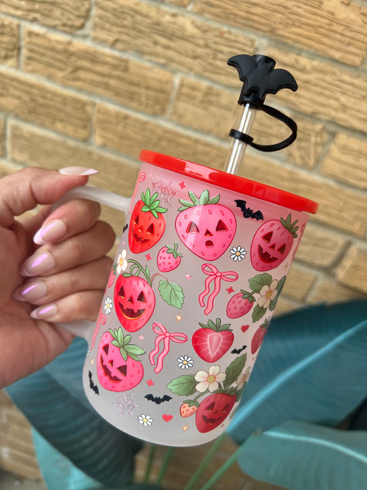 Strawberry spooky glass mug
