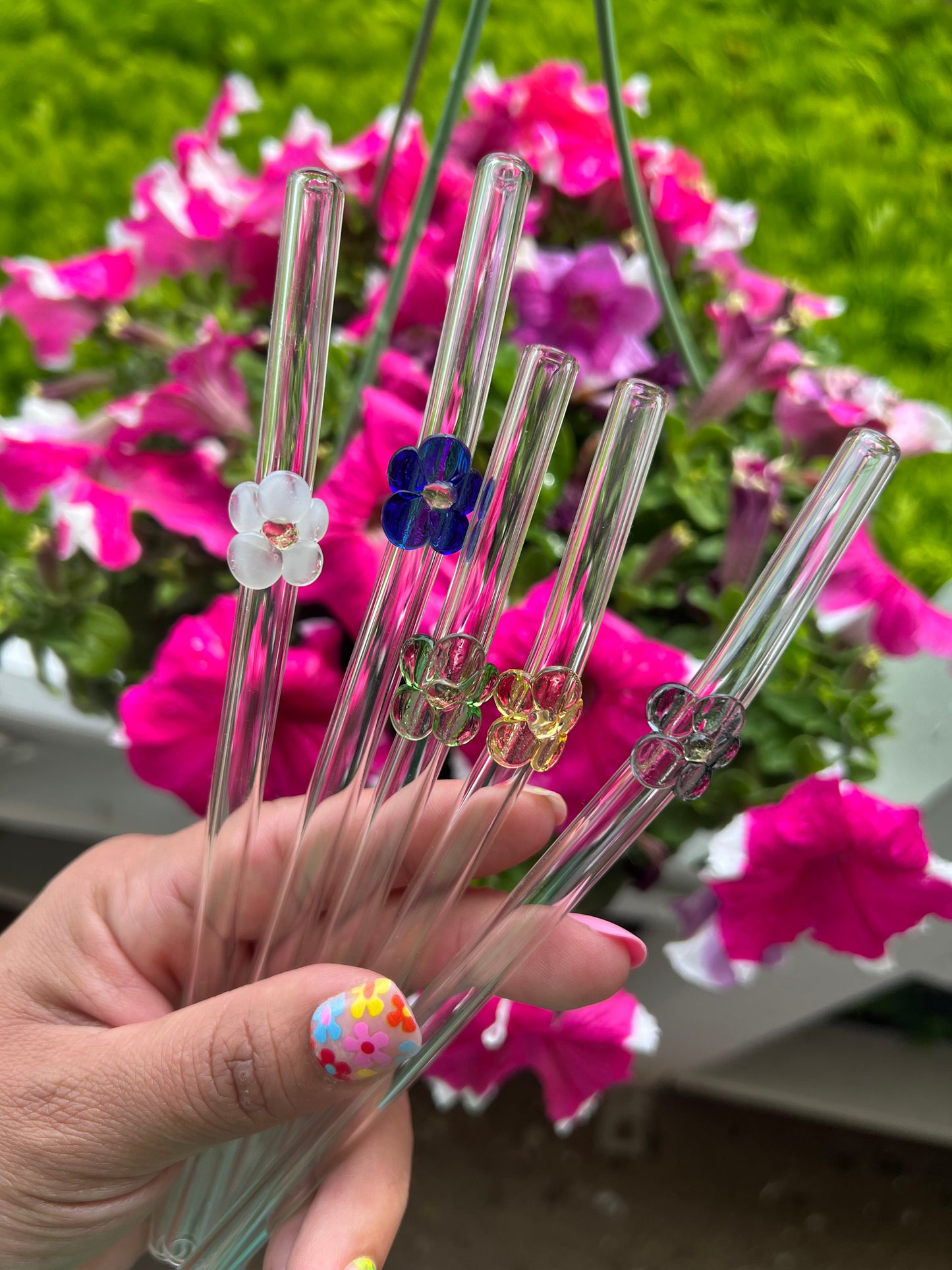 Flowers Glass Straw