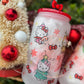 Kitty Christmas Frosted Glass can