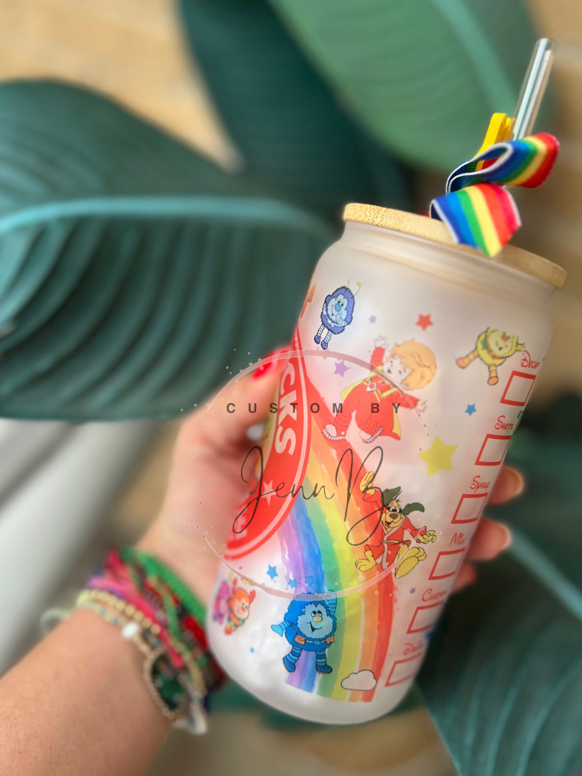 Rainbow Girl Frosted Glass Can