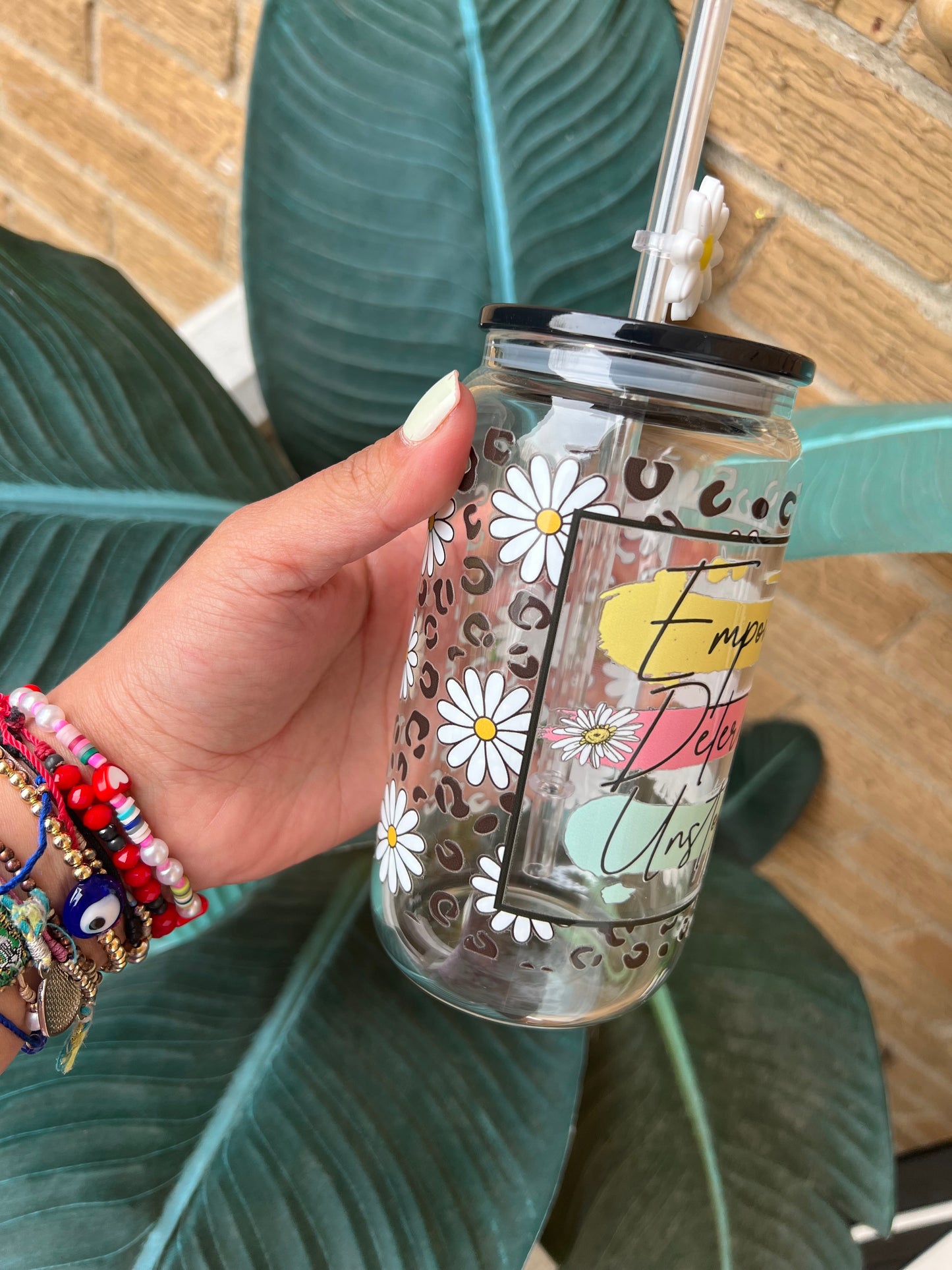 Daisy Motivation Glass cup