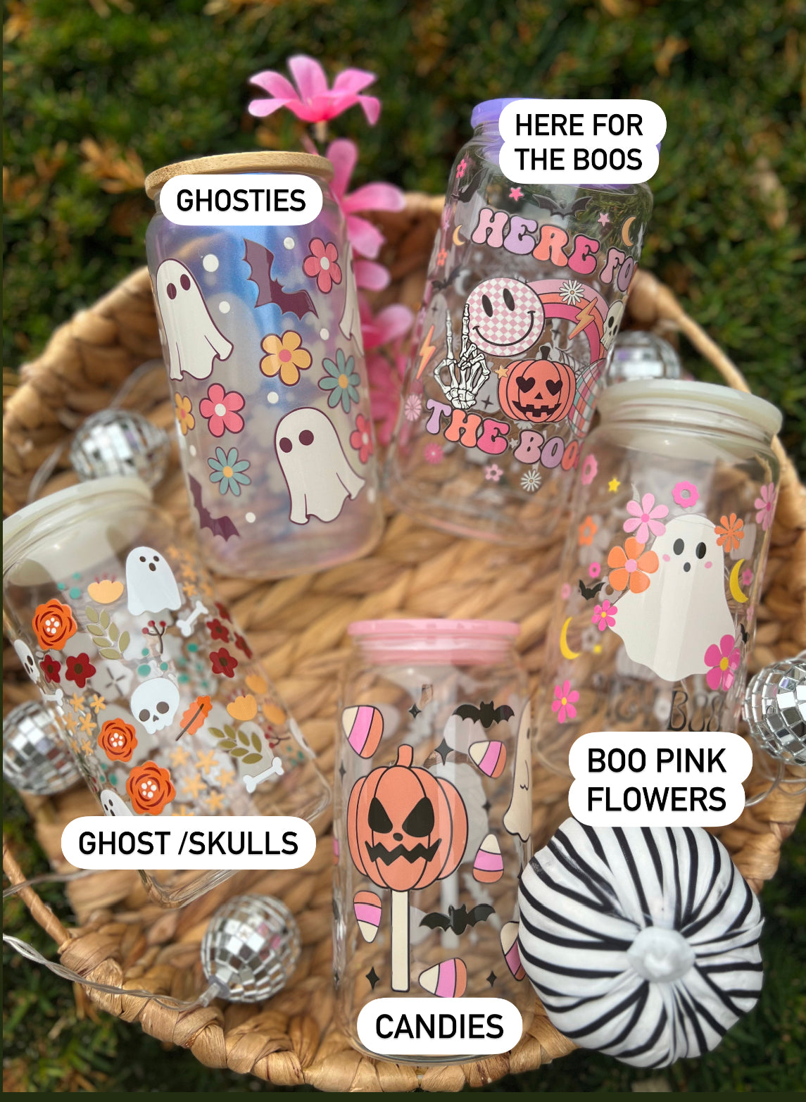 Ghosts Halloween  Glass Can