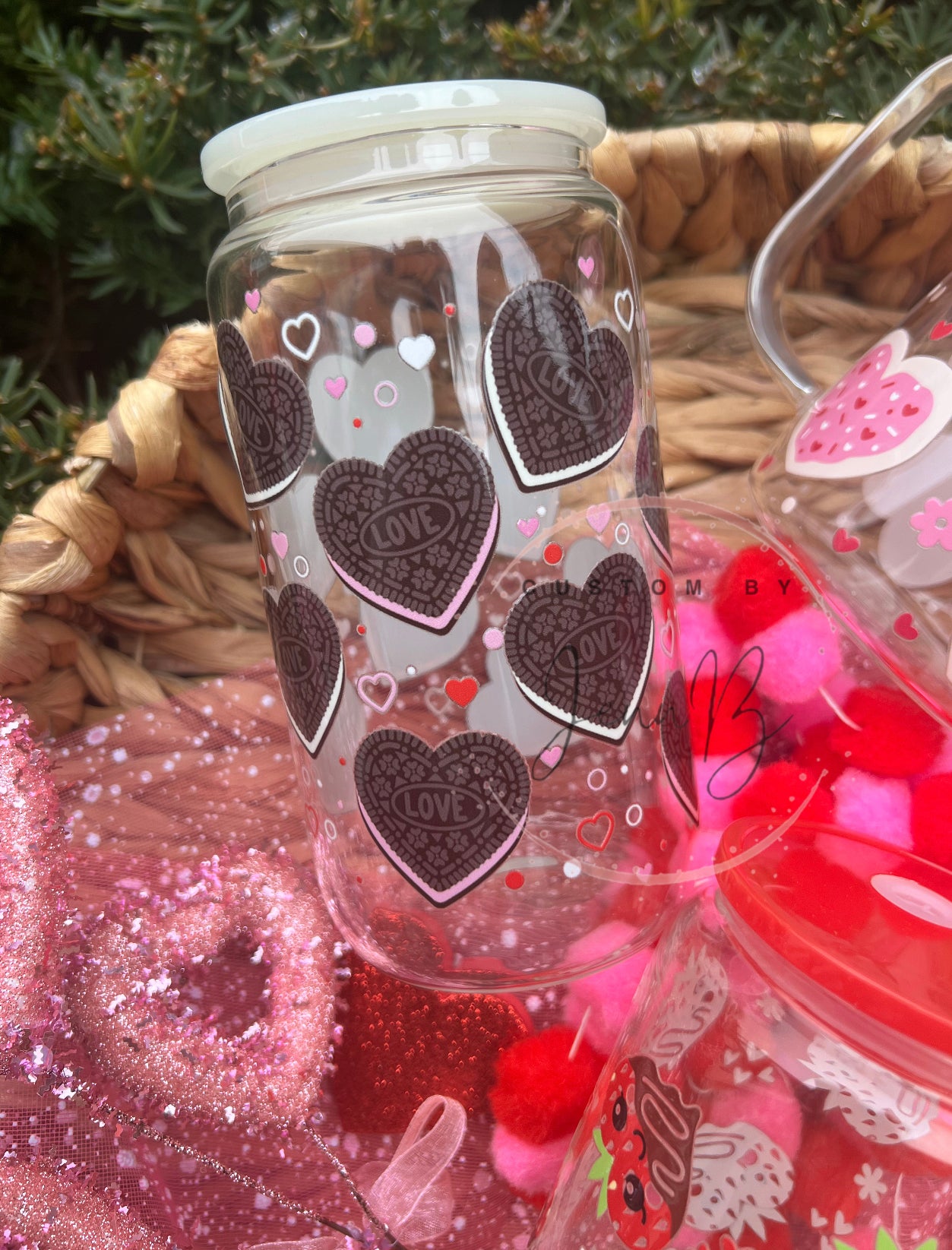 Sweets Valentines Glass can