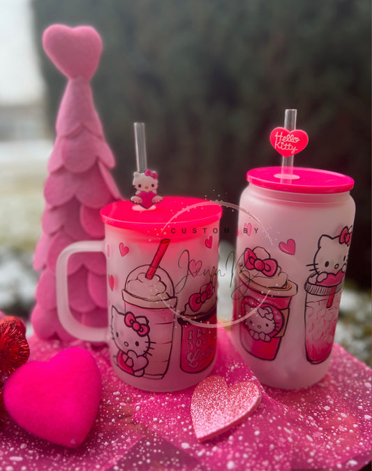 Kitty Valentines Latte Frosted can/mug