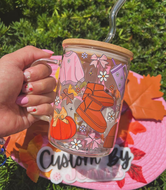 Fall girly Glass mug