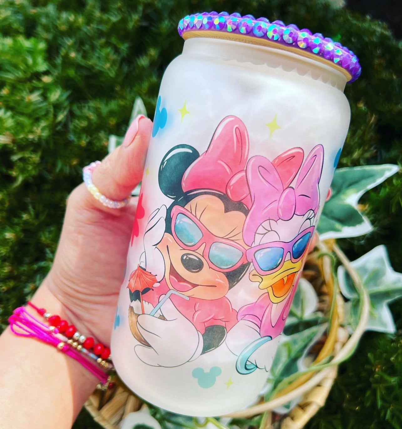 Minnie& Daisy Summer Glass can