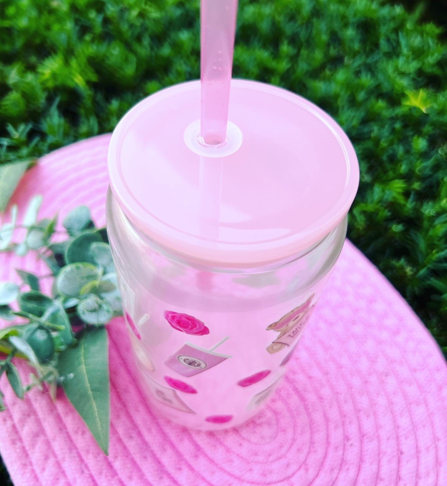 Pink Girly Glass Can