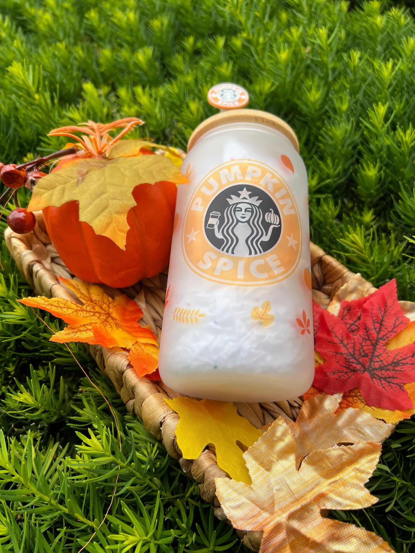 Pumpkin Spice Latte Glass Can