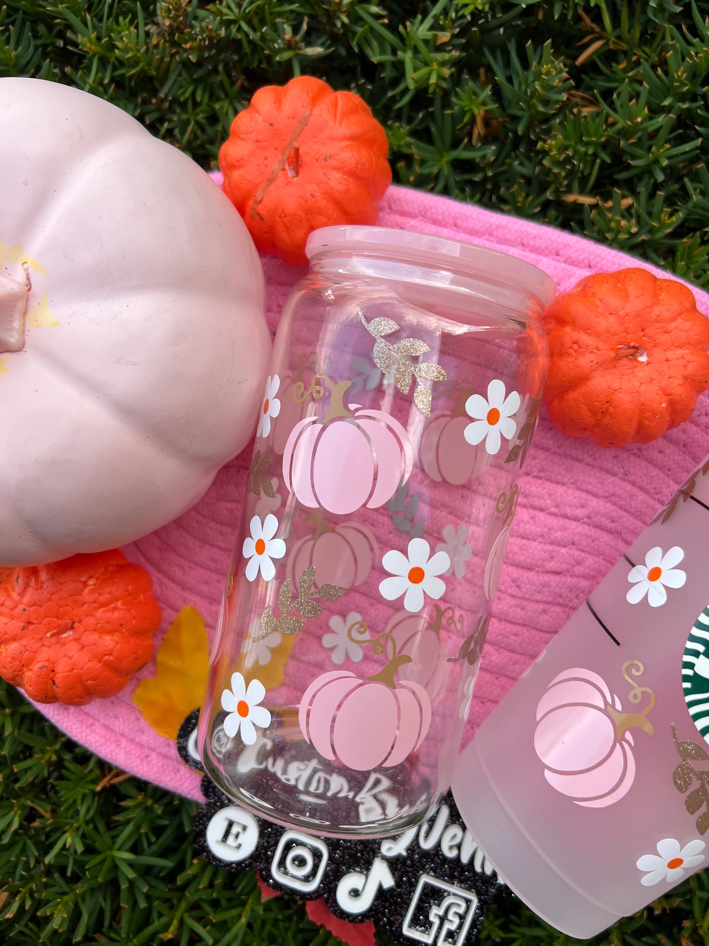 Pink Pumpkins Glass Can| Sbx Cup