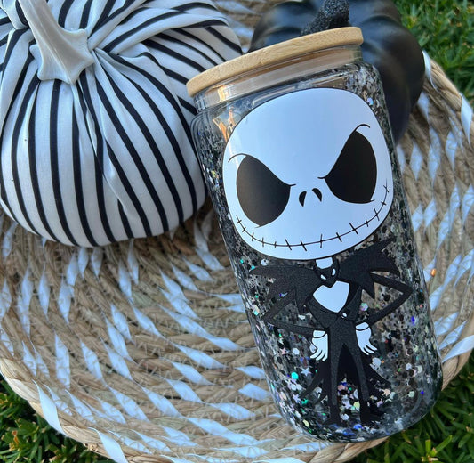 Jack Skellington Snowglobe Glass can