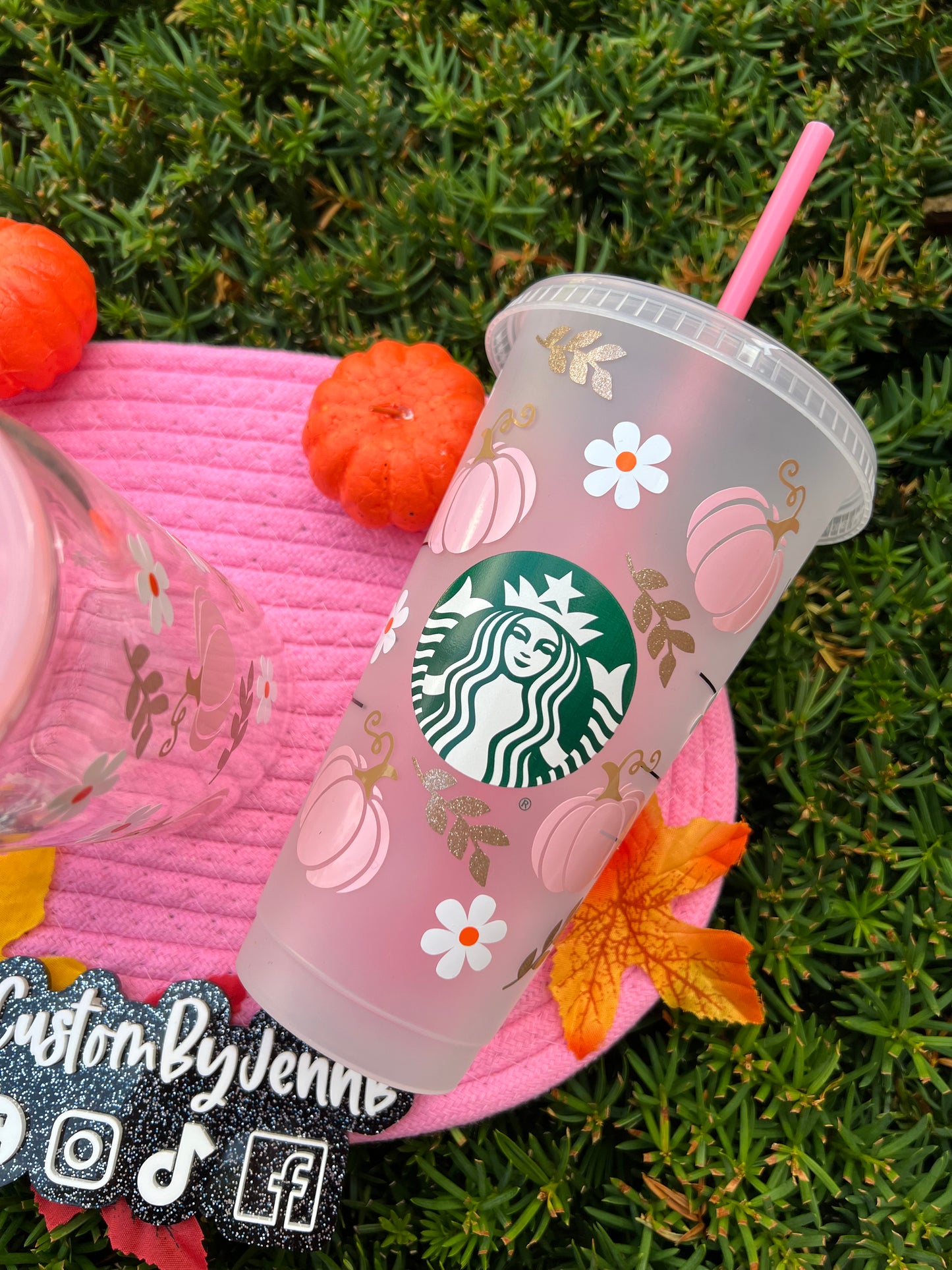 Pink Pumpkins Glass Can| Sbx Cup