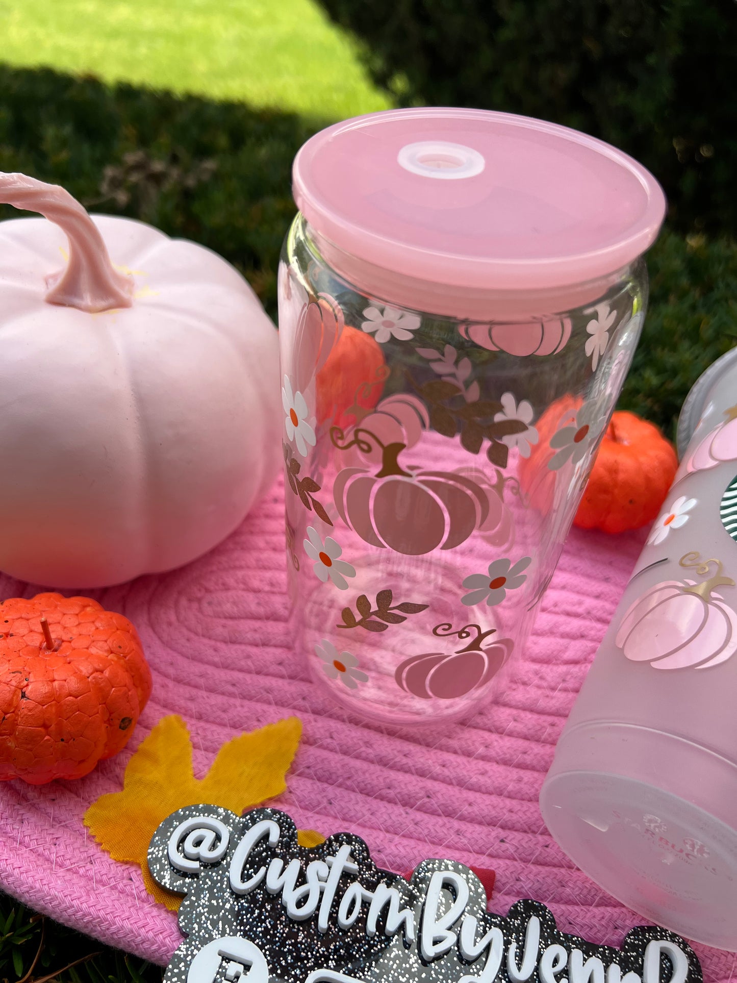 Pink Pumpkins Glass Can| Sbx Cup