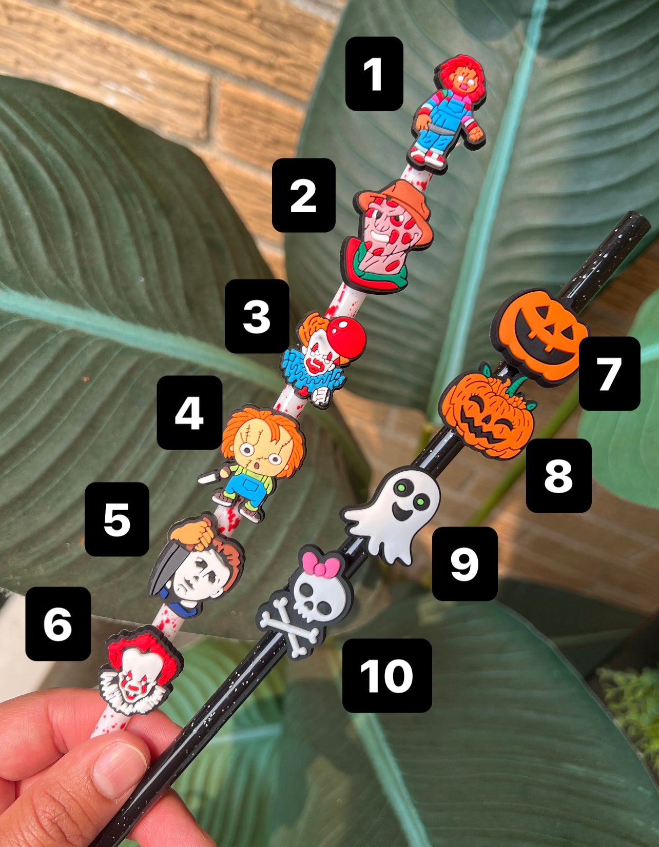 Halloween Horror Straw charms