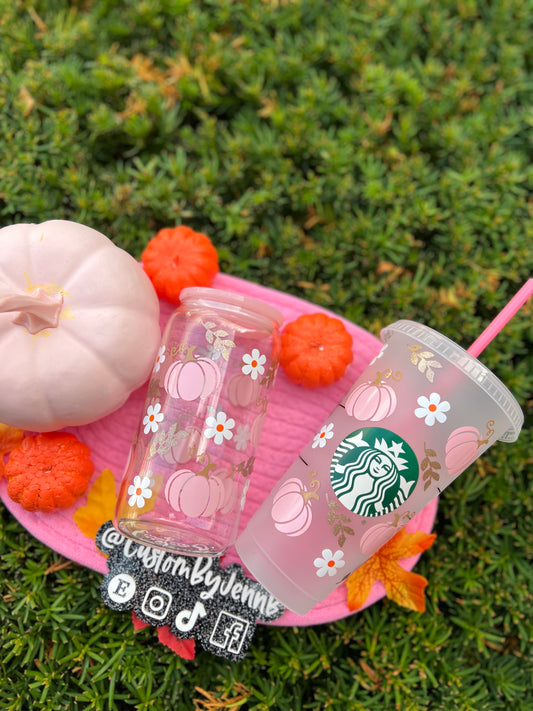 Pink Pumpkins Glass Can| Sbx Cup