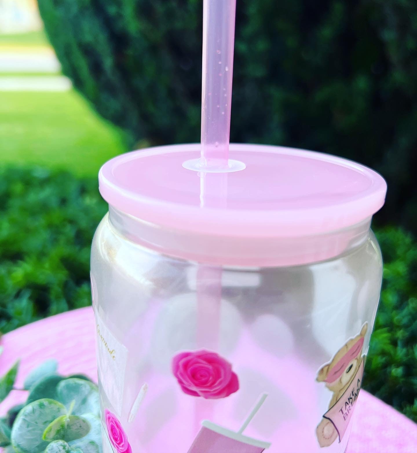 Pink Girly Glass Can