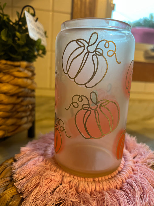 Pumpkin Color Changing Glass Can