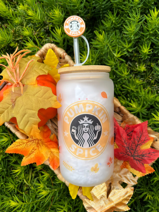 Pumpkin Spice Latte Glass Can