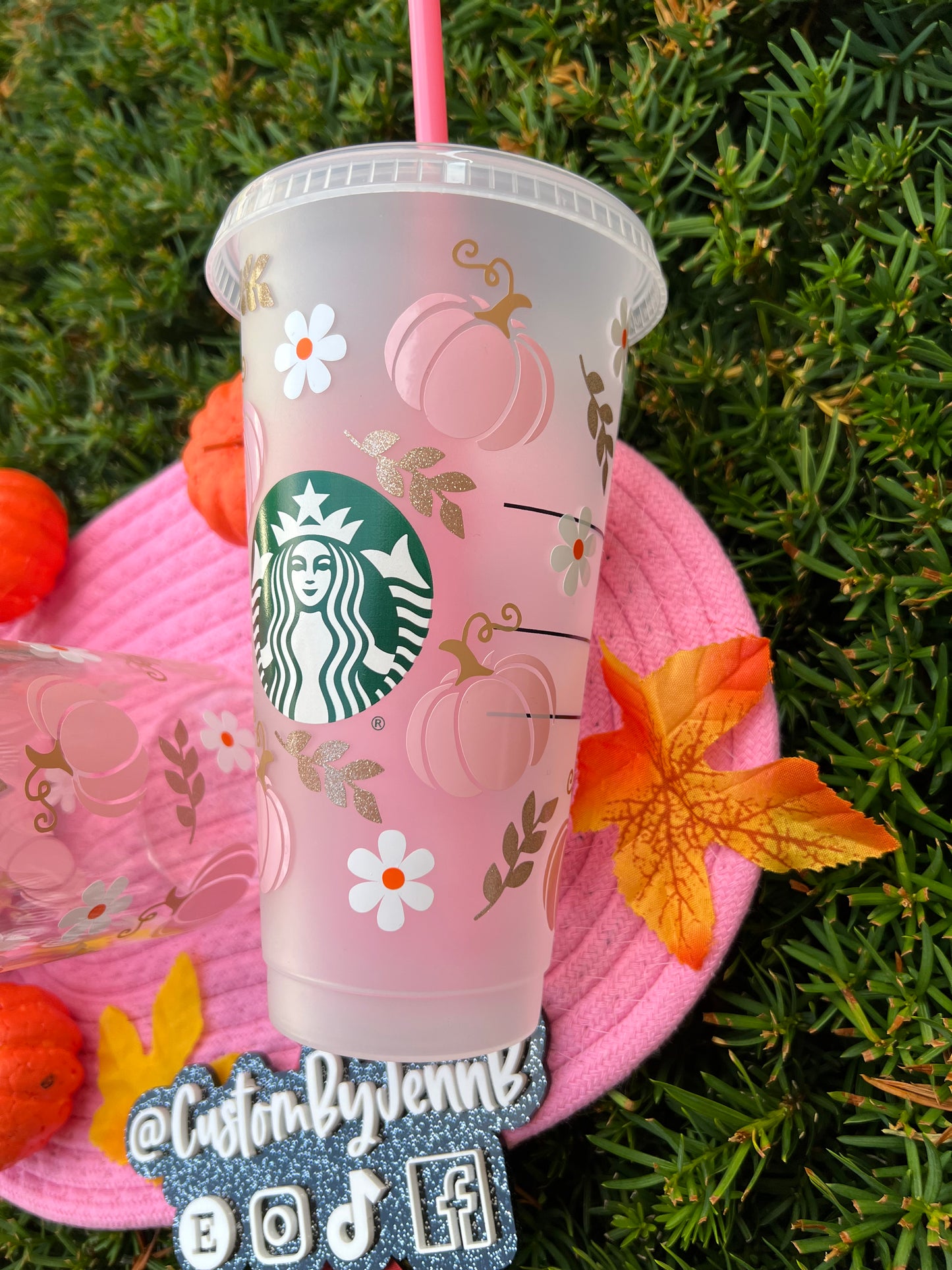 Pink Pumpkins Glass Can| Sbx Cup