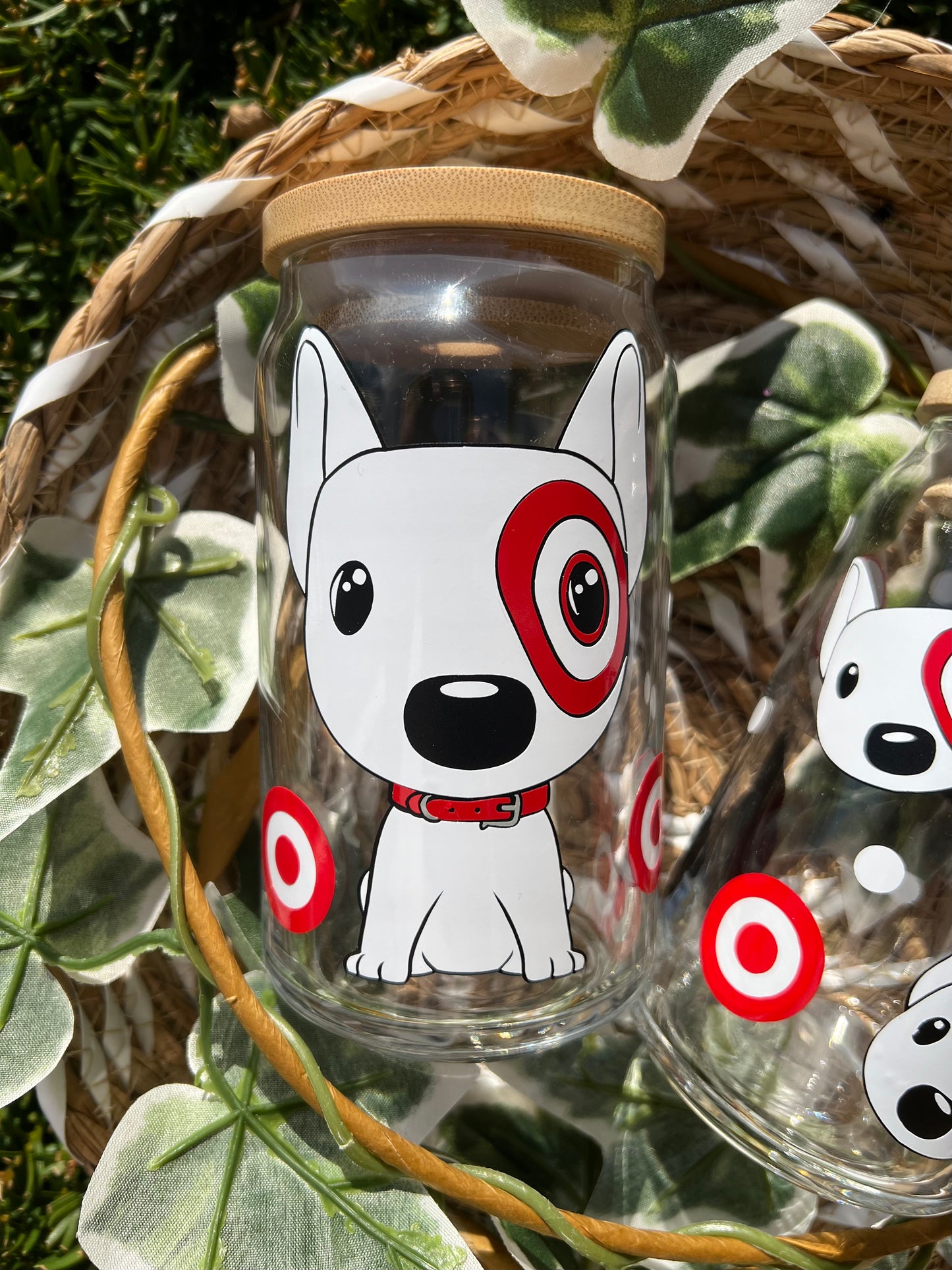 Red Dot Doggy Glass Can