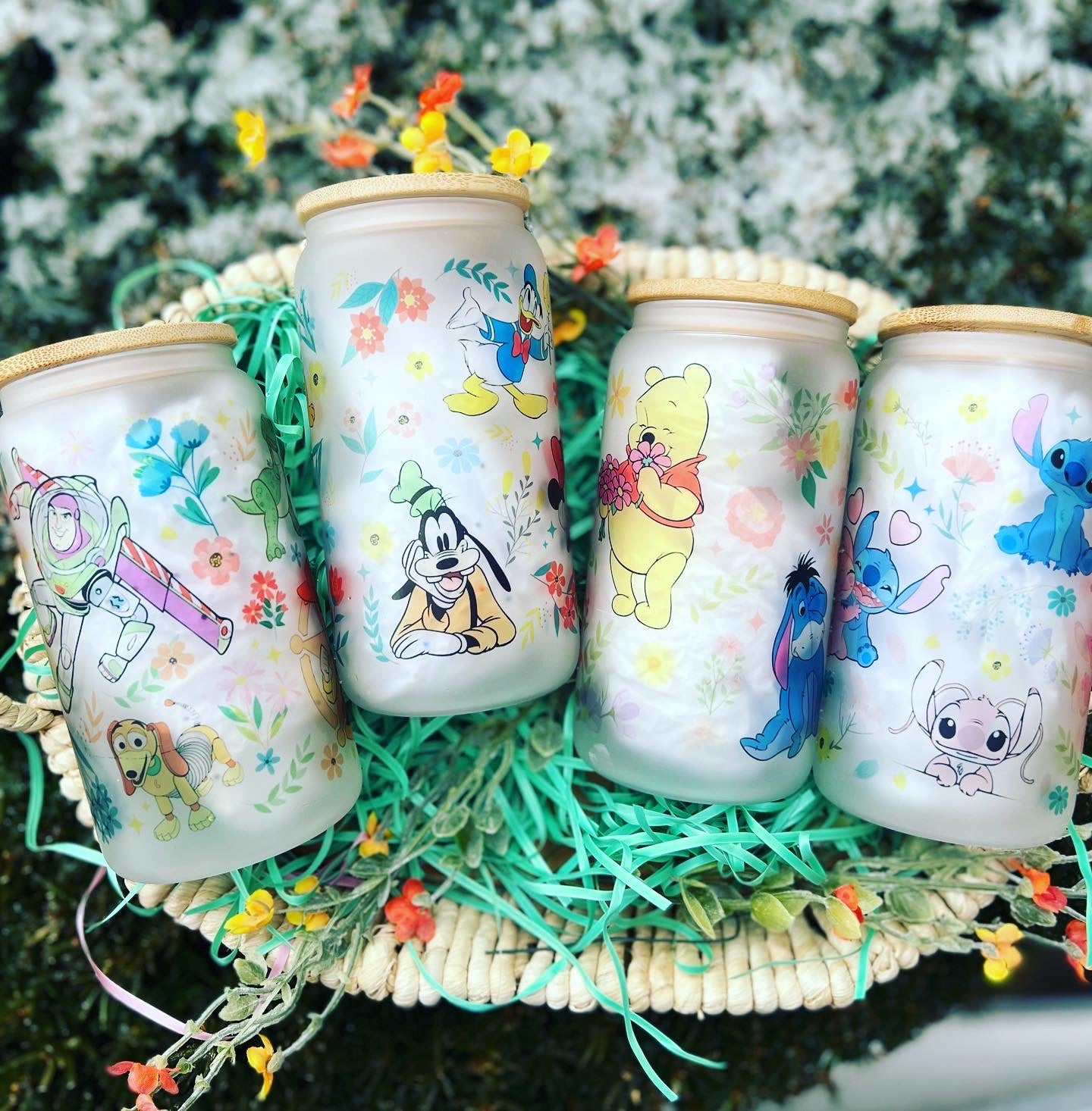 Spring Friends Glass Can