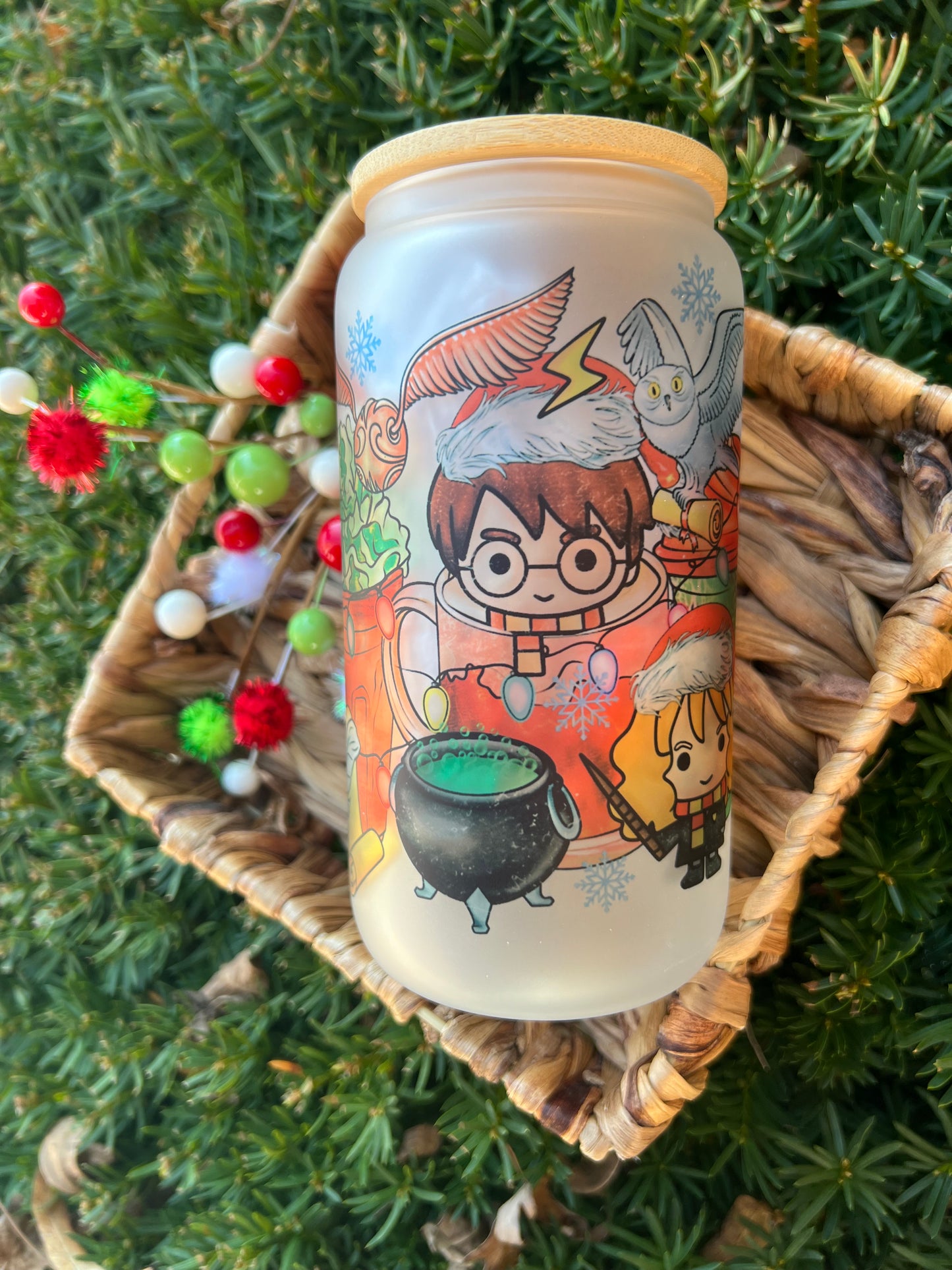 Wizard Christmas Latte Glass Can